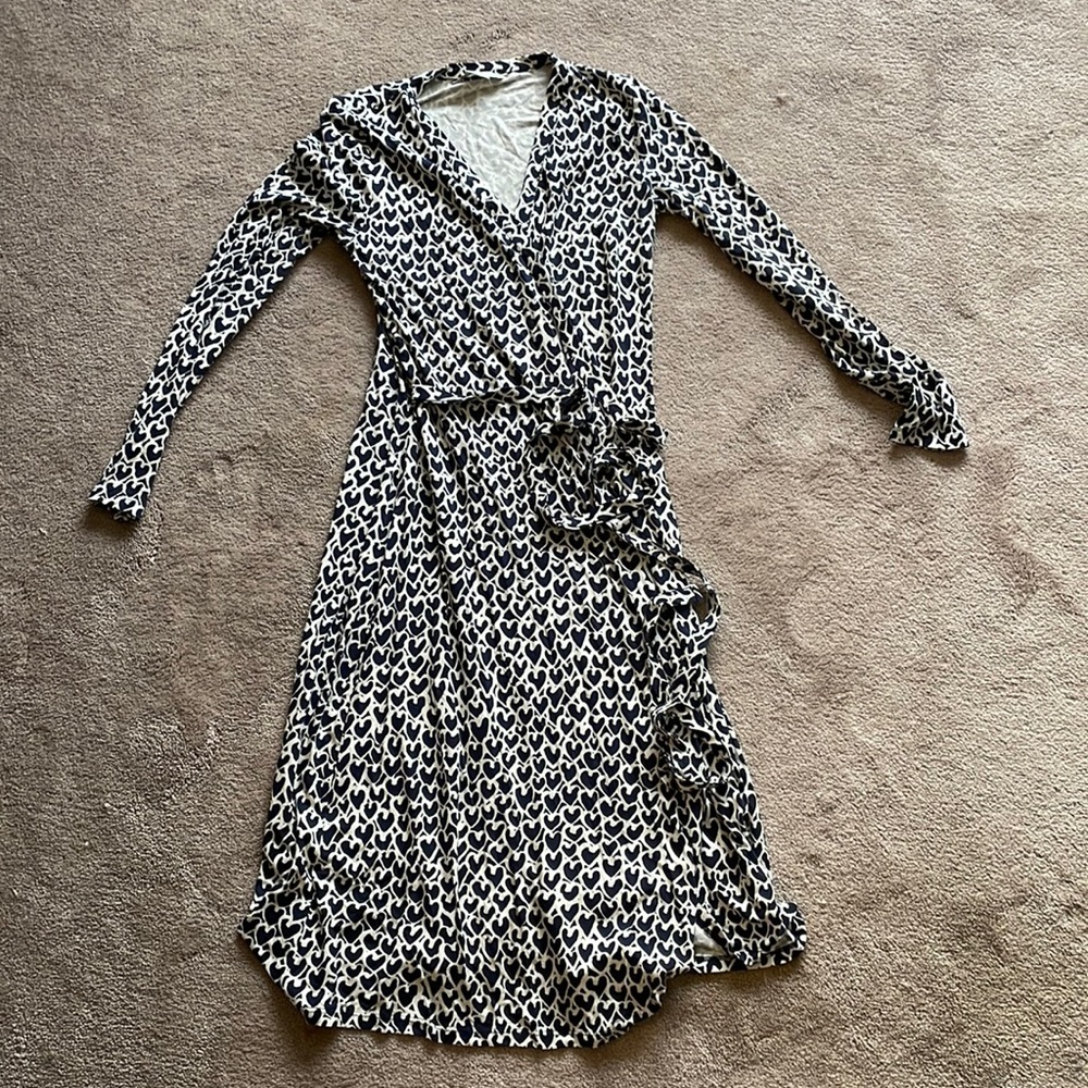 Boden Wrap Heart Midi Dress Navy 6L 6 Long